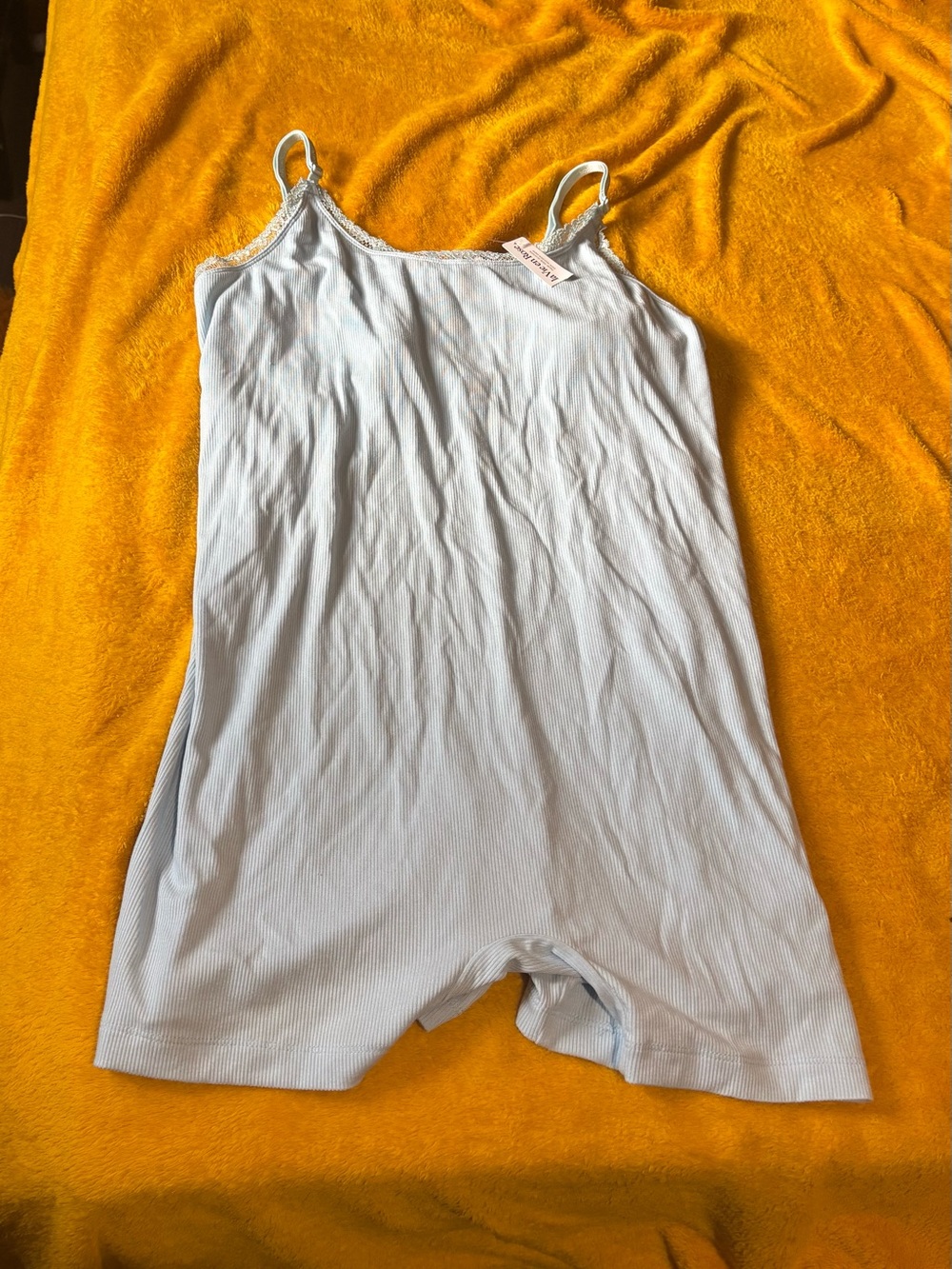 Light Blue Ribbed Camisole Romper